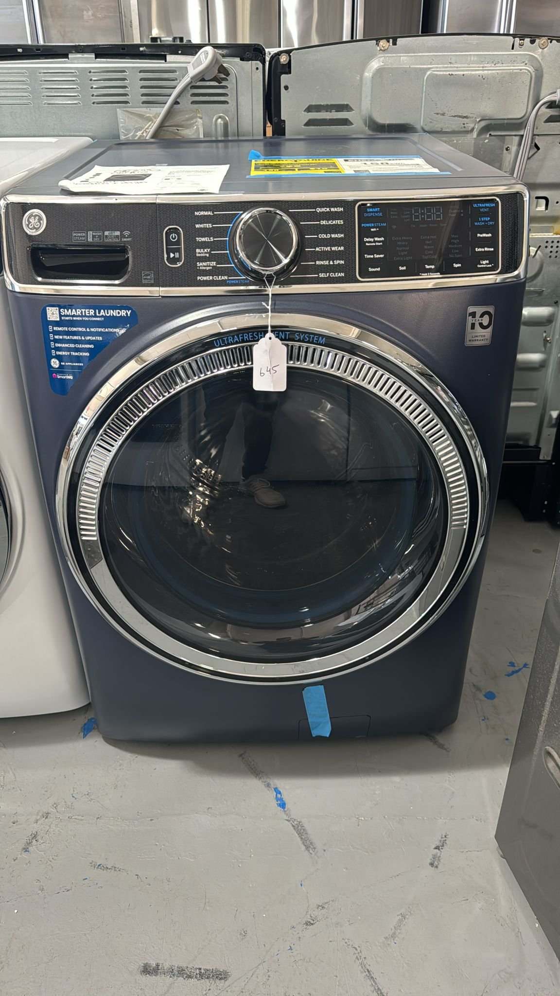 GE New – 5.0 Cu Ft High-Efficiency Stackable Smart Front Load Washer