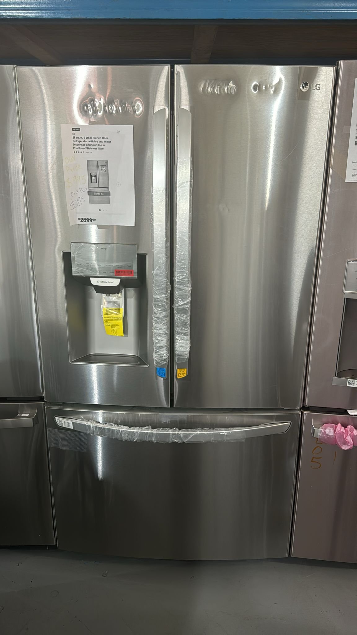 LG 28 Cu.ft New Scratch and Dent 3 Door French Door Refrigerator – Stainless