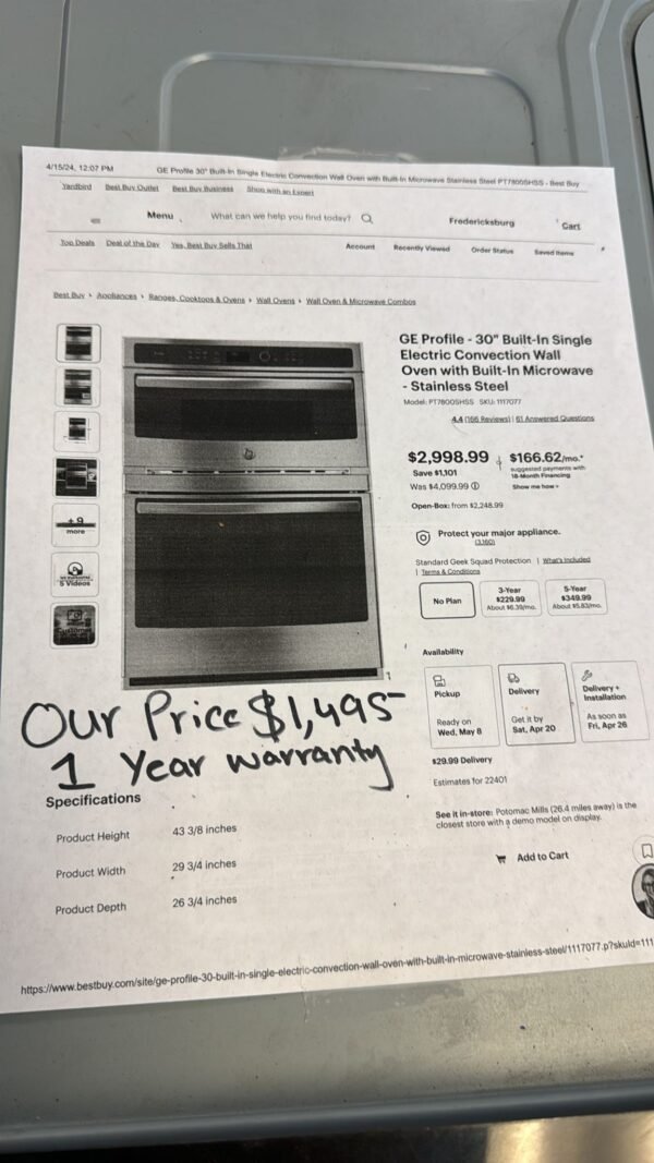 GE Profile - 30" Built-In Single Electric Convection Wall Oven with Built-In Microwave