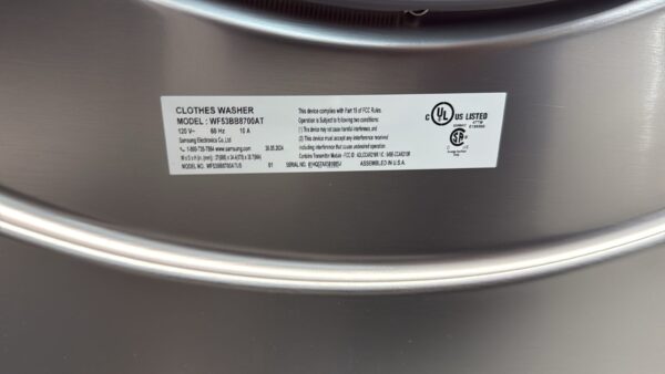 Samsung New 27'' WF53BB8700AT DVE53BB8700T Washer Dryer Set - Image 2