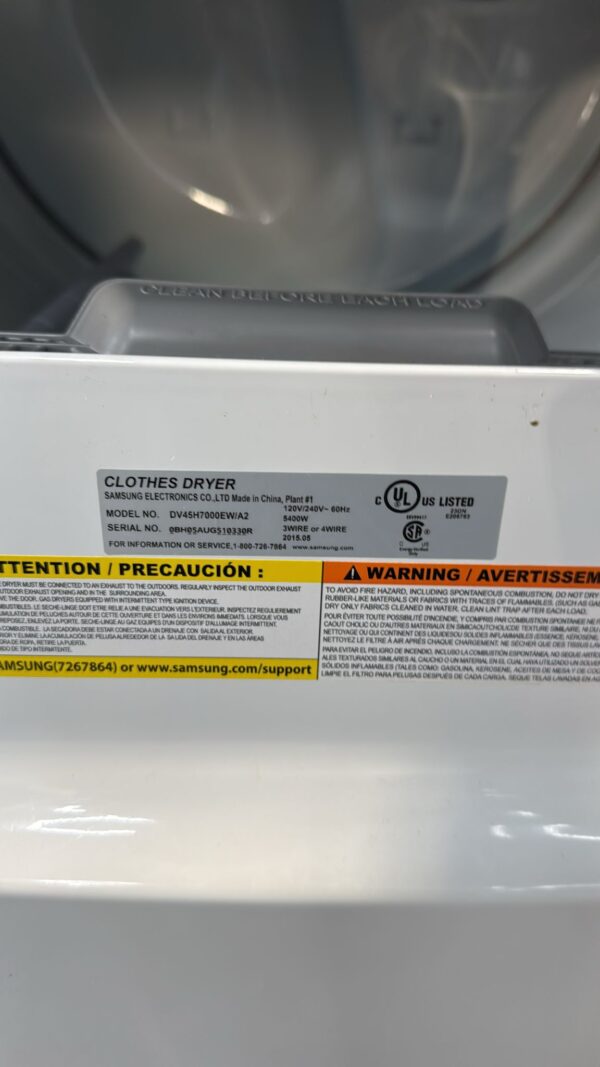 Samsung Refurbished DV45H7000EW WA45H7000AW 27'' Washer Dryer Set In Excellent Condition - Image 2