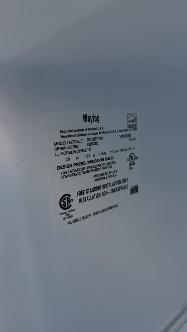 Maytag New MQF1656TEW 15.8 cu. ft. Frost Free Upright Freezer - Image 2