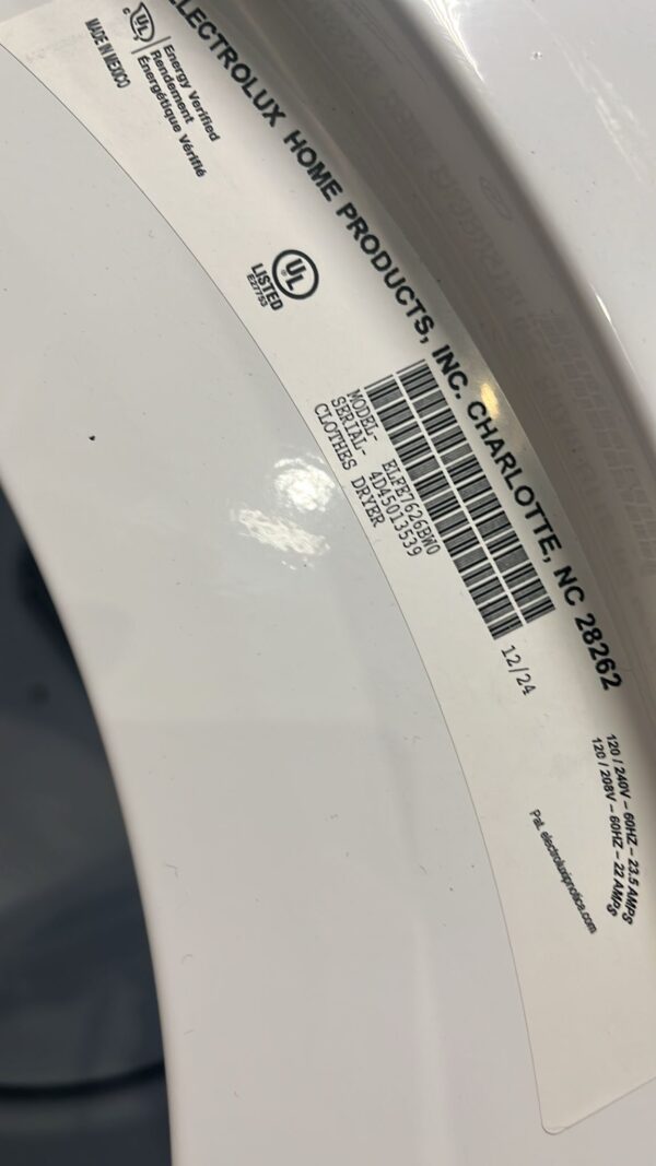 Electrolux New ELFW7626BW ELFE7626BW Front Load Washer And Dryer Set - Image 3