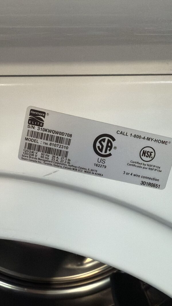Kenmore Refurbished Front Load Washer/Dryer Set In Excellent Condition - Image 7
