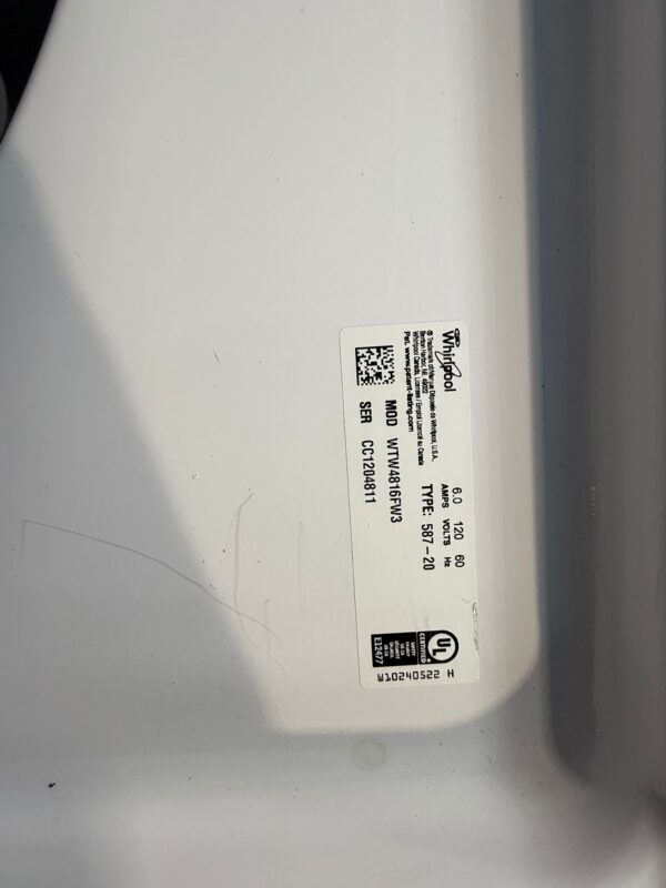 Whirlpool Used WTW4816FW MEDC465HW Washer-Dryer Set - Image 6